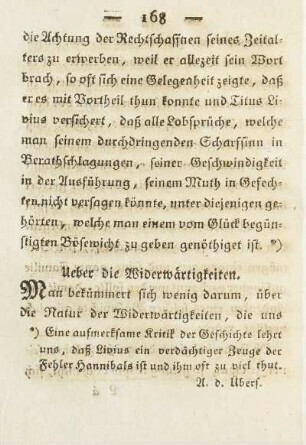 Ueber die Widerwärtigkeiten