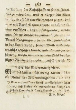 Ueber die Widerwärtigkeiten