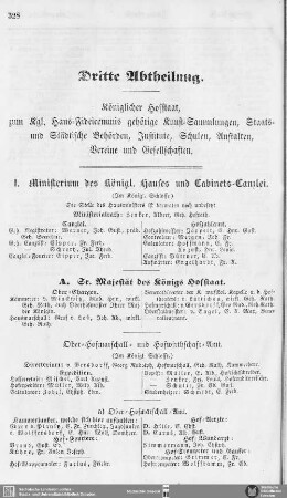 I. Ministerium des Königl. Hauses und Cabinets-Canzlei
