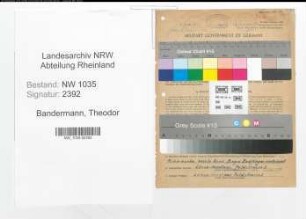 Entnazifizierung Theodor Bandermann , geb. 24.06.1909 (Steiger)