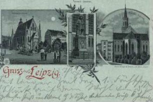 Gruss aus Leipzig: Thomaskirche, Leibniz-Denkmal, Kathol. Kirche