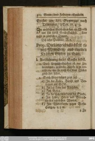 Epistel am XII. Sonntage nach Trinitatis. 2 Cor. III, 4 - 9.