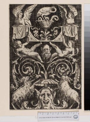 Orientalische Groteske/Ornament mit Sphinxen und Ziegen