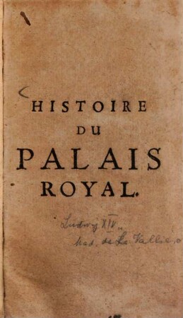 Histoire du Palais Royal