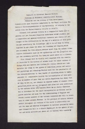 Research in Universal General History. Problems in Mediaeval constitutional History. Feudalism and the history of Town-Development. : Communication upon inquiries undertaken in the Royal Instituts für Cultur- & Universalgeschichte ... Winter-Semester 1911/12 to 1912/13