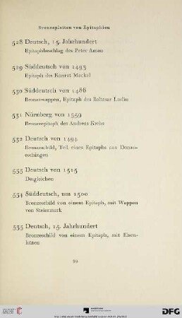 Bronzeplatten von Epitaphien 15. und 16. Jahrhundert (Nr. 528-552)