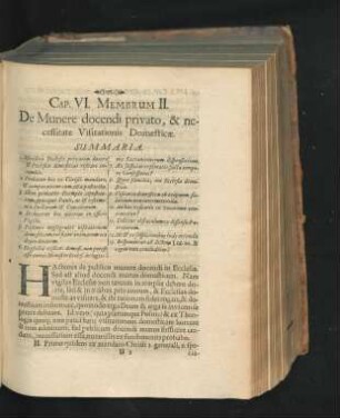 Membrum II. De Munere docendi privato & necessitate Visitationis Domesticae.