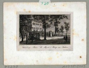 Die alte Königliche Villa (Palais) des Königs Friedrich August II. am Weinberg in Wachwitz bei Dresden, 1825 im italienischen Stil gebaut, 1890 für größeren Neubau abgerissen