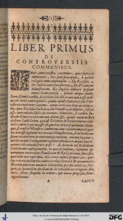Liber I. De Controversiis Communibus.