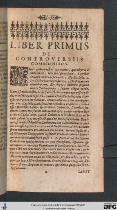 Liber I. De Controversiis Communibus.