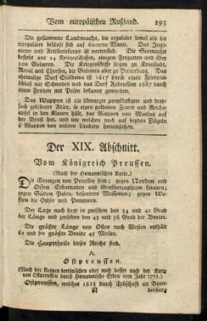 Der XIX. Abschnitt. Vom Königreich Preussen.