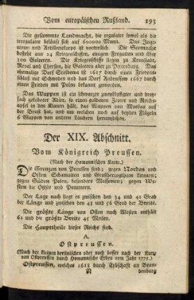 Der XIX. Abschnitt. Vom Königreich Preussen.