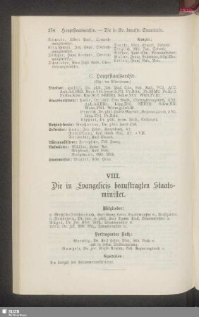VIII. Die in Evangelicis beauftragten Staatsminister