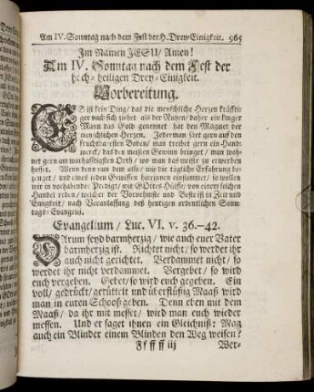 Am IV. Sonntag nach dem Fest der hoch-heiligen Drey-Einigkeit.