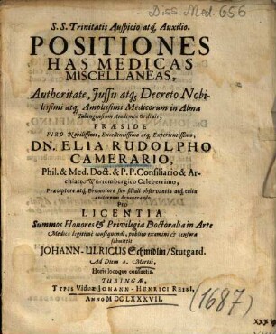 Positiones Has Medicas Miscellaneas