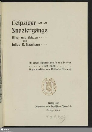 Leipziger Spaziergänge : Bilder und Skizzen