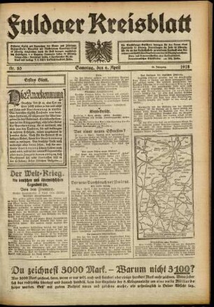 Erste Ausgabe vom Samstag, den 06. April 1918.