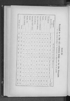 Tabelle 20. Verzeichniß der im Jahr 1875 verstorbenen Kinder aus dem 1sten Lebensjahr.