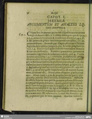 Caput I. Jeremiae Argumentum Et Analysis Logico- Rhetorica