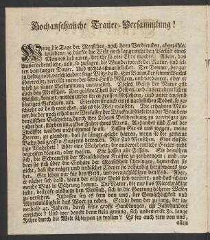 Hochansehnliche Trauer-Versammlung!