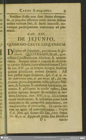 Cap. XIV. De Jejunio, Quomodo Caute Loquendum