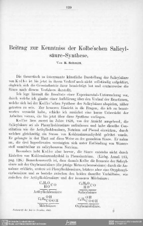 Beitrag zur Kenntniss der Kolbe'schen Salicylsäure-Synthese