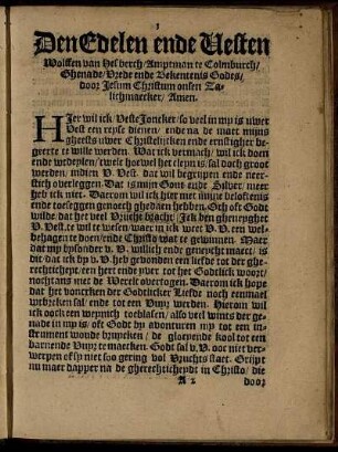 Den Edelen ende Vesten Wolffen van Hesberch [...]