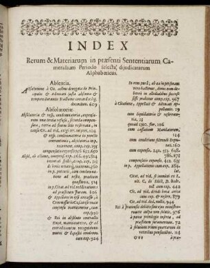 Index Rerum & Materiarum