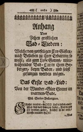Anhang Von Zehen geistlichen Bad-Liedern ...