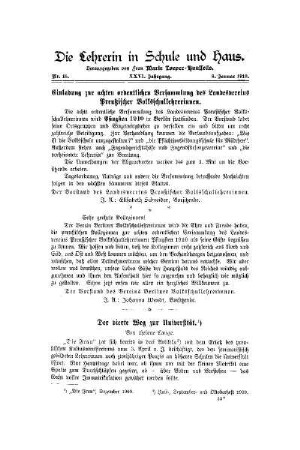 Einladung zur achten ordentlichen Versammlung des Landesvereins Preußischer Volksschullehrerinnen