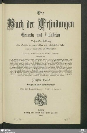 Band 5: Bergbau und Hüttenwesen : Gesamtdarstellung aller Gebiete der gewerblichen und industriellen Arbeit, sowie von Weltverkehr und Weltwirtschaft