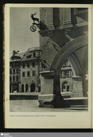 51 Görlitz. Untermarkt. Wirtshausschild „Brauner Hirsch“. 19. Jahrhundert