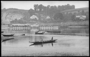 Niedermuschütz. Blick über d. Elbe m. Dampfer Germania und Booten