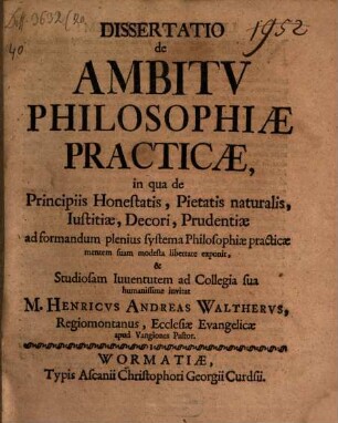Diss. de ambitu philosophiae practicae