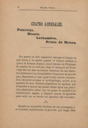 Cuatro generales. Polavieja, Blanco, Lachambre, Primo de Rivera