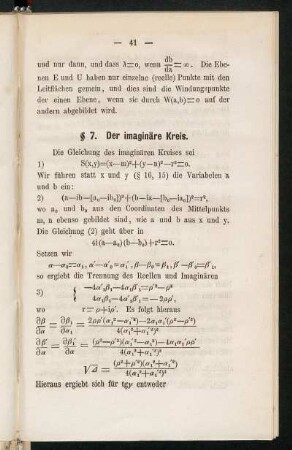 § 7. Der imaginäre Kreis