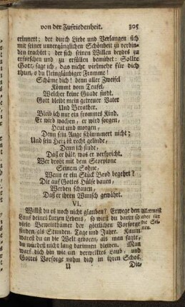 VI. Allermeist aber für die Seinen. - IX. Einwurf von Wohlergehen der Gottlosen beantwortet.