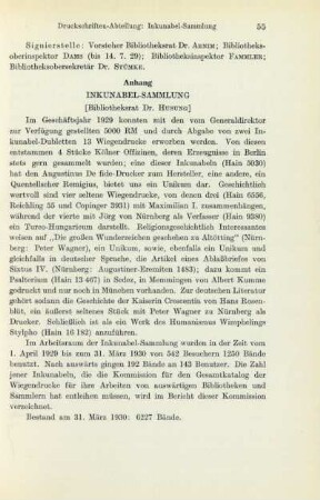 Anhang Inkunabel-Sammlung