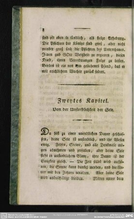 Zweytes Kapitel. Von der Unsterblichkeit der Sele