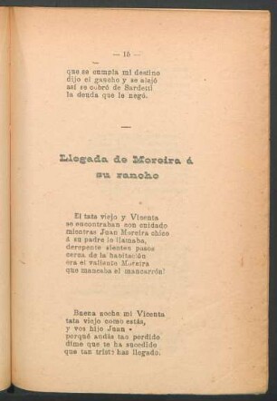 Llegada de Moreira á su rancho
