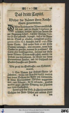 Das dritte Capitel. Woher die Römer ihren Reichthum genommen.