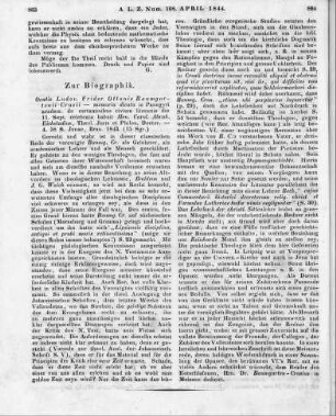 Eichstädt, H. K. A.: Oratio Ludovici Friderici Ottonis Baumgartenii Crusii-memoria dictata in Panegyri academ. de certaminibus civium literariis die 11. Sept. celebrata. Jena: Bran 1843