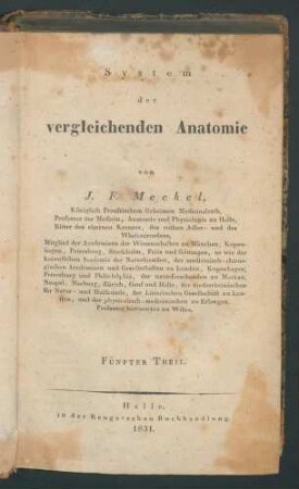 System der vergleichenden Anatomie... 5. Th.