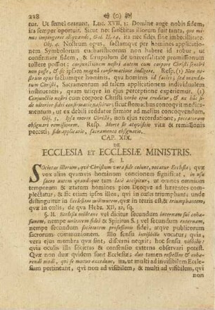 Cap. XIX. De Ecclesia Et Ecclesiae Ministris.