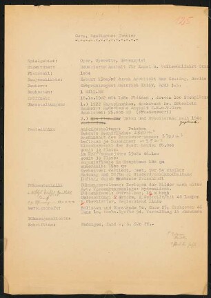 Reussisches Theater, Gera: Schriftstück zum Fragebogen für das Handbuch »Das Deutsche Theater«