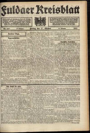 Zweite Ausgabe vom Freitag, den 27. Oktober 1911.