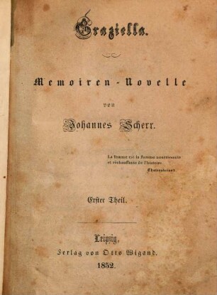 Graziella : Memoiren-Novelle von Johannes Scherr, 1