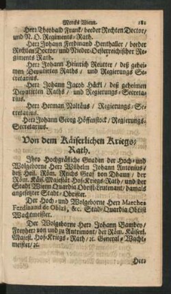 Von dem Käiserlichen Kriegs-Rath