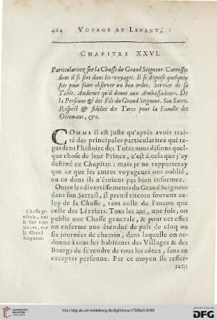 Chapitre XXVI: Particularitez sur la Chasse du Grand Seigneur. […]