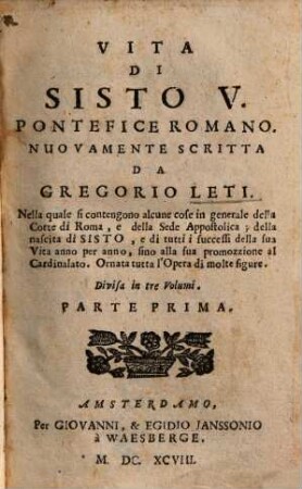 Vita di Sisto V., pontefice romano, 1